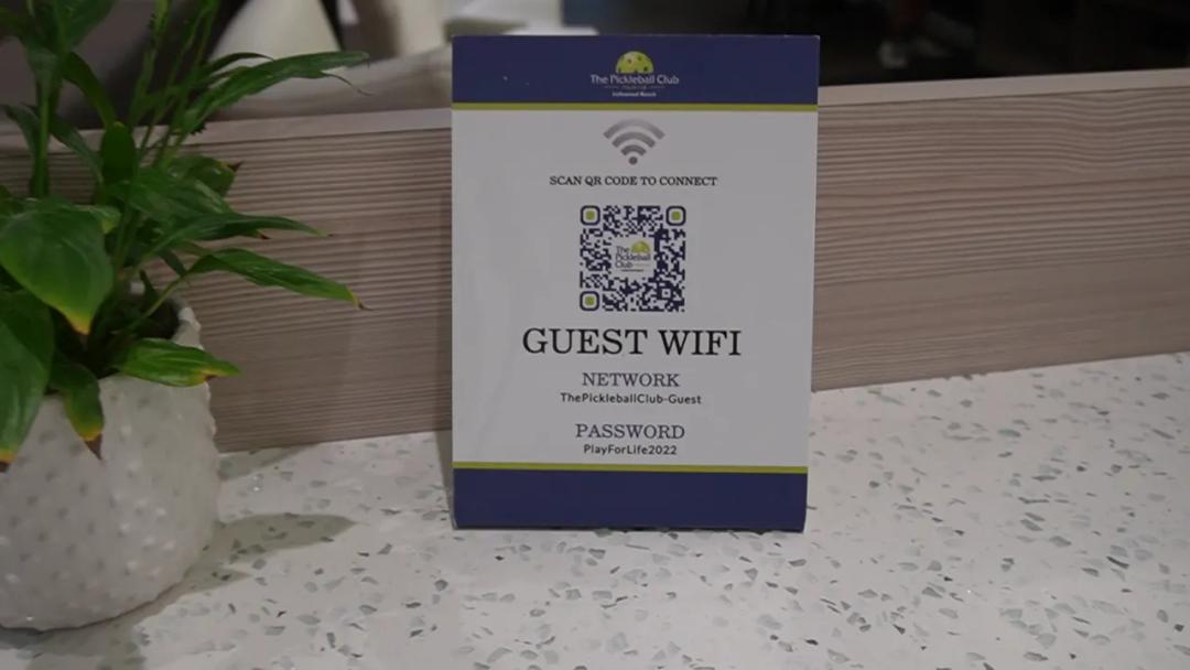Guest WiFi sign at the club